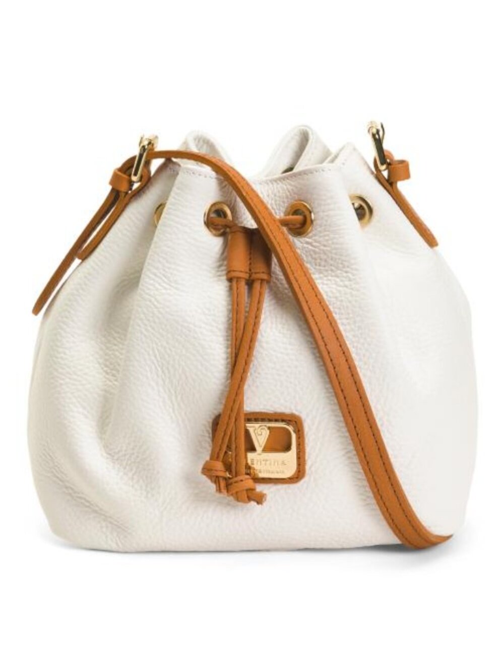 VALENTINA Made In Italy Leather Mini Drawcord Bucket Bag
